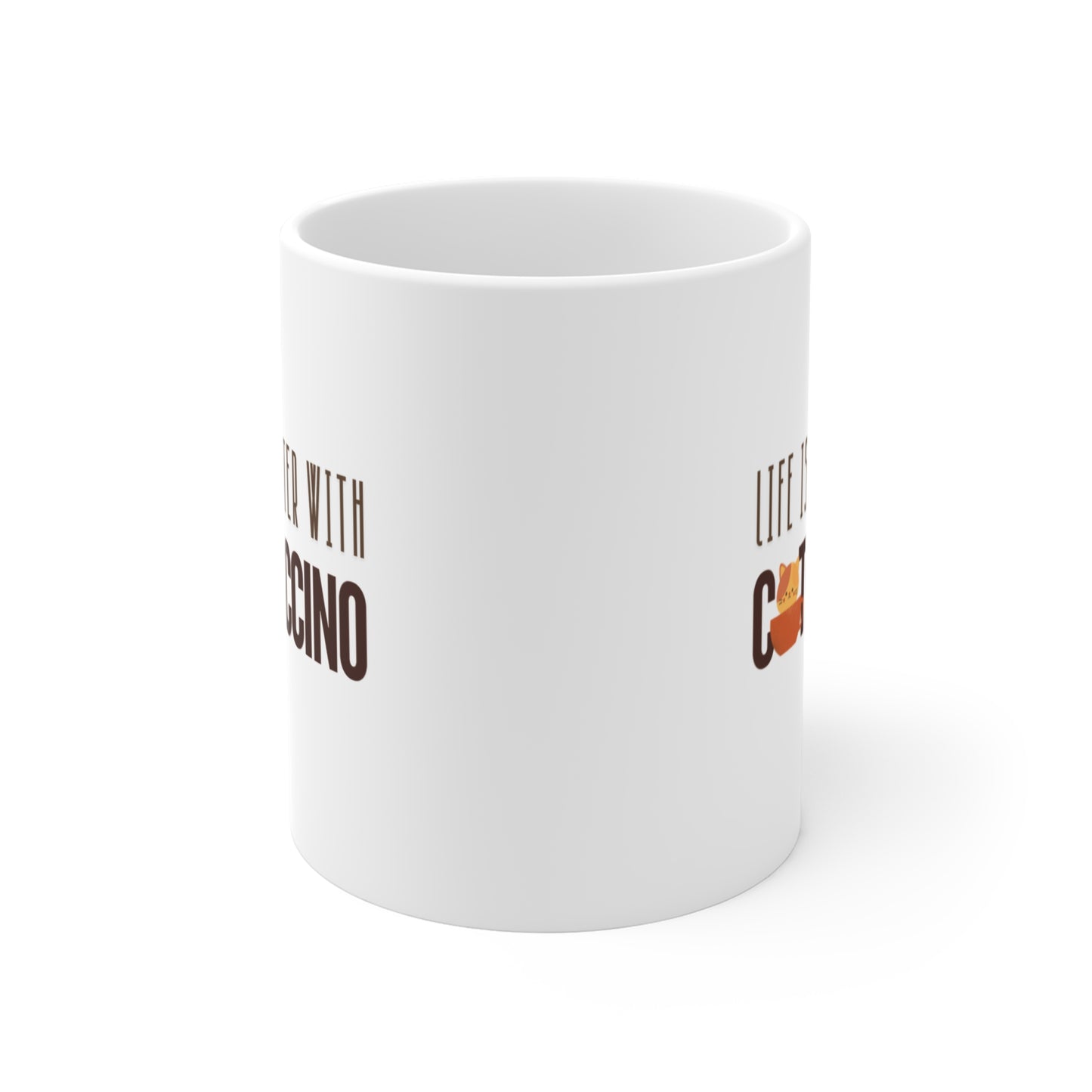 Life is Better with Catpuccino Mug, Cat coffee mug, Cat ceramic mug