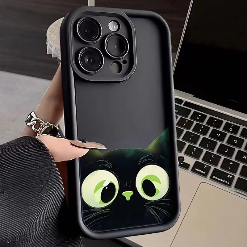 Cute Cartoon Cat Soft Phone Case For iPhone 15 Pro Max