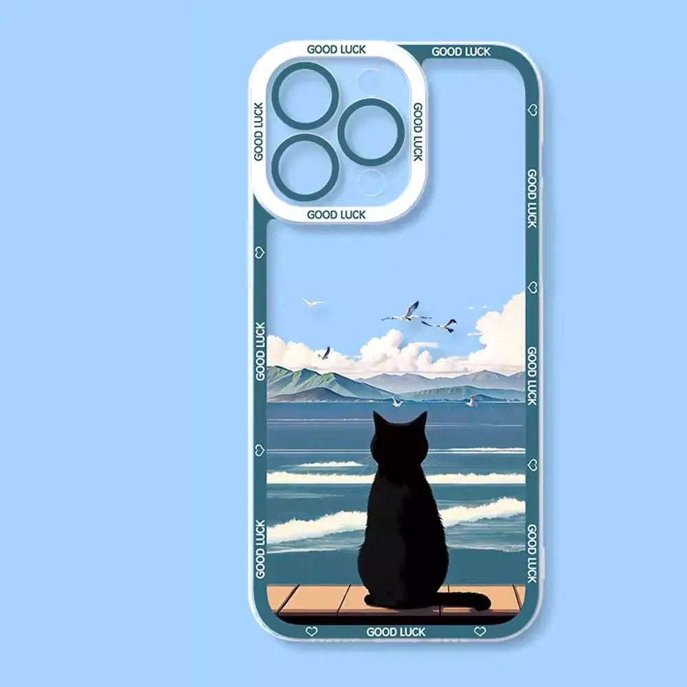 Funny Sunset Cat Phone Case for IPhone