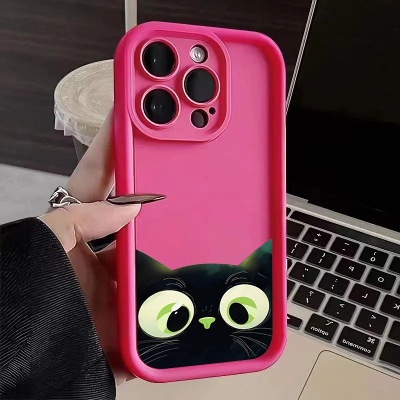 Cute Cartoon Cat Soft Phone Case For iPhone 15 Pro Max