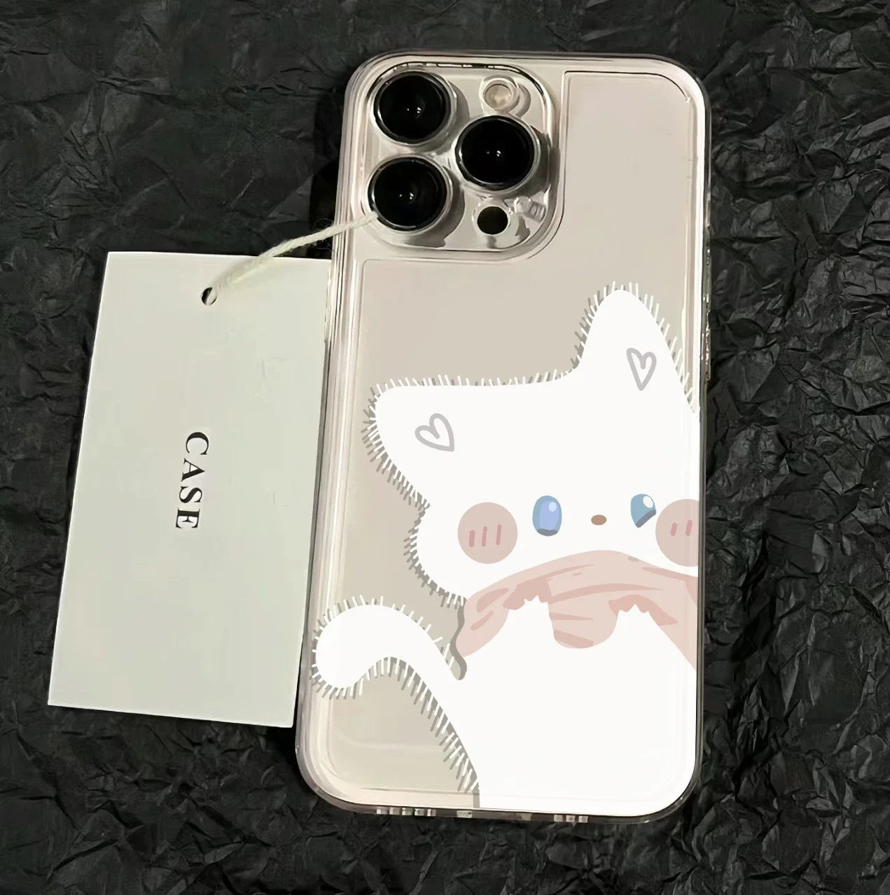 Cartoon Black White Cat Couple Paired Phone Case