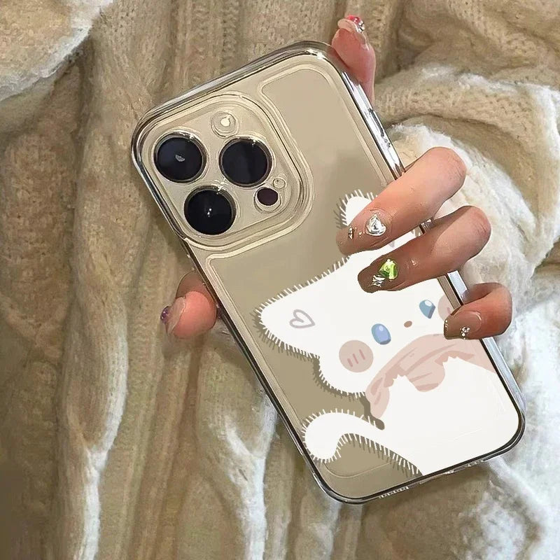 Cartoon Black White Cat Couple Paired Phone Case