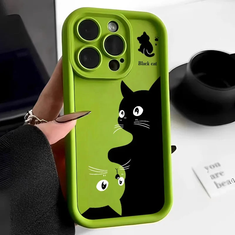Cute Cartoon Cat Soft Phone Case For iPhone 15 Pro Max