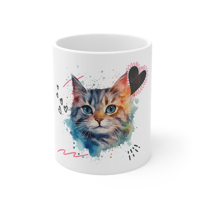 Colorful Cat Mug, 11oz ceramic cat mug