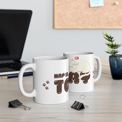 Adorable cat mug,Nap is Today, Ceramic Cat mug