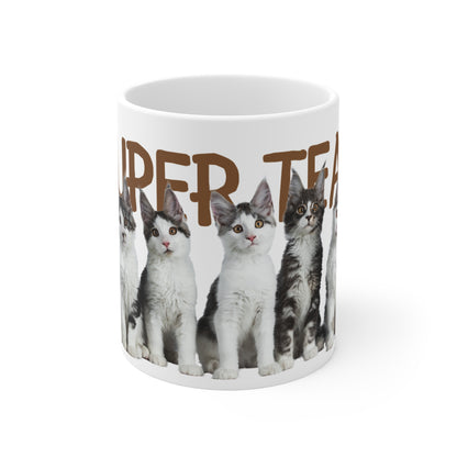 Supper Team Delightful cat mug, Gift-worthy cat mug, Ceramic Cat mug