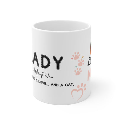 Endearing cat mug, All You Need is Love... and a Cat, Gift-worthy cat mug