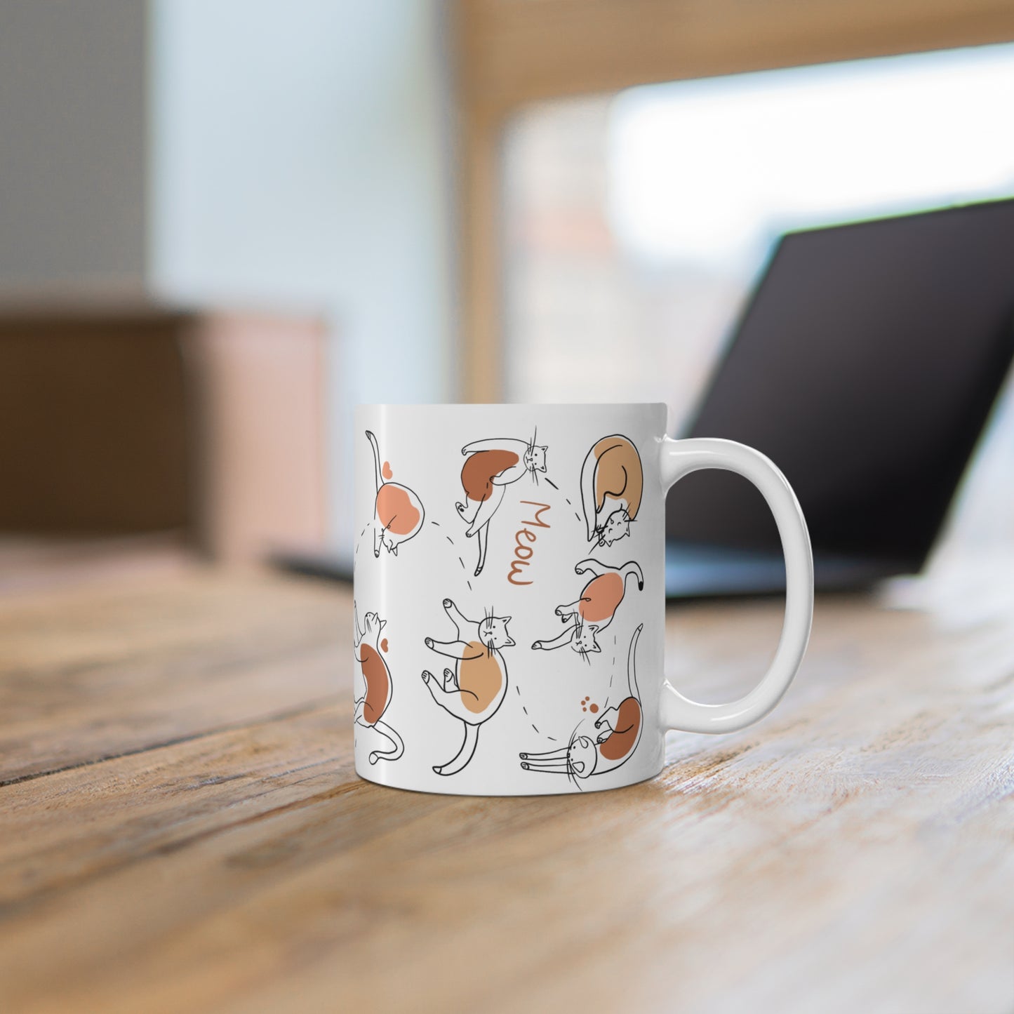 Watercolor Cat Elegance Mug, Cat coffee mug, Cat ceramic mug