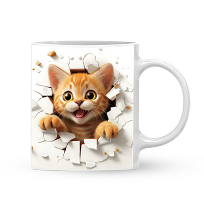 11oz 3D Effect CAT Coffee Mug, Cat Coffee Mug, Cat Tea Mug, Free Shipping