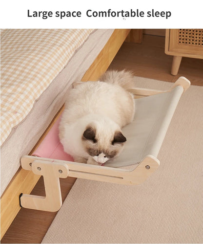 Amazing Wooden Cat Hammock, Easy to Assemble on Bed or Window, Free Ship