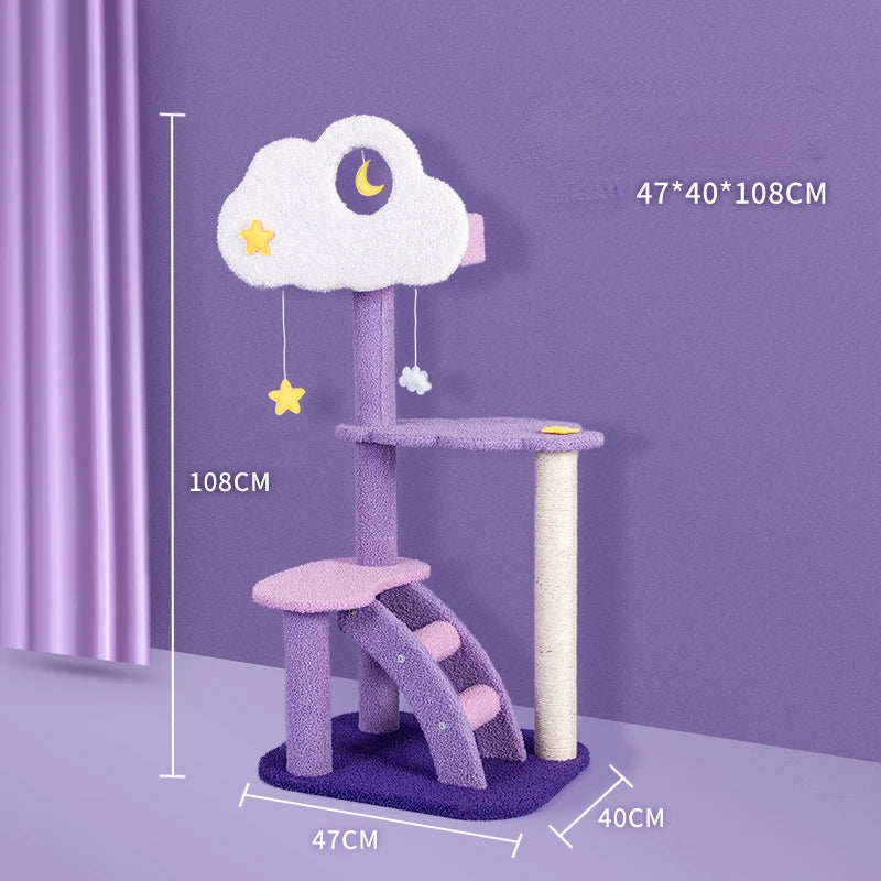 Purple Cloud Cat Tree - Indoor Cat Scratcher & Climbing Set