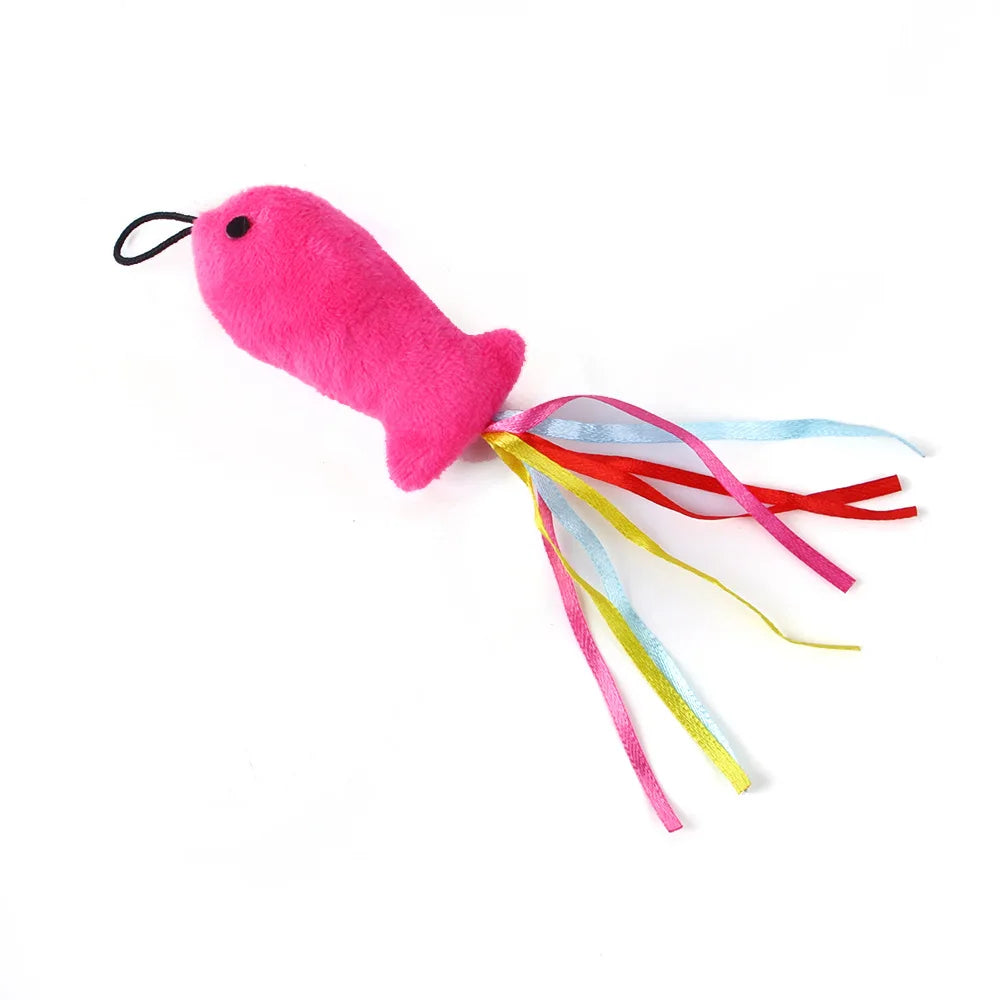 9 Pack Colorful Feather Replacement Head Funny Cat Stick