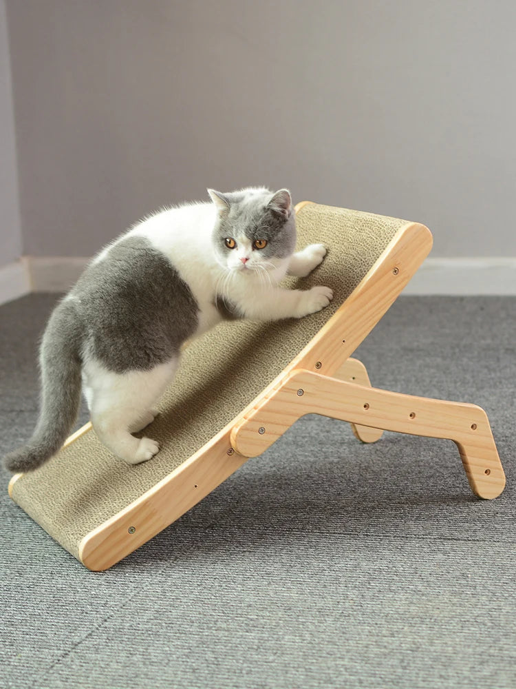 3-in-1 Cat Scratcher Board with Wooden Frame