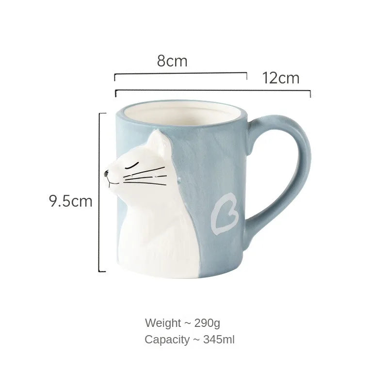 3D Cartoon Cat Mug, Creative Handle Ceramic Mug for Tea and Coffee, Free Ship