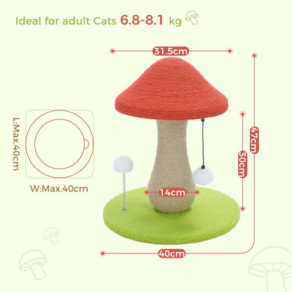 Mushroom Cat Scratching Post with Sisal