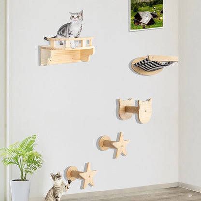 Indoor Cat Climbing Frame with Hammock, Scratching Post, and Ladder