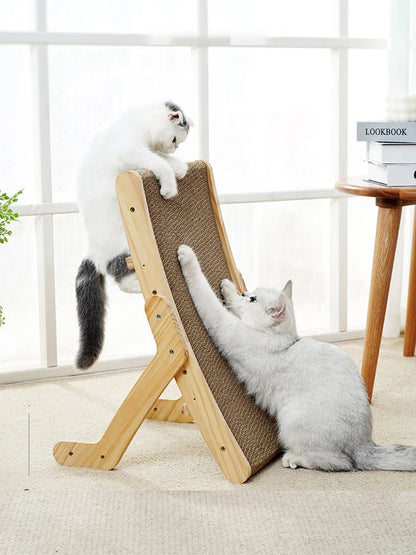 3-in-1 Cat Scratcher Board with Wooden Frame