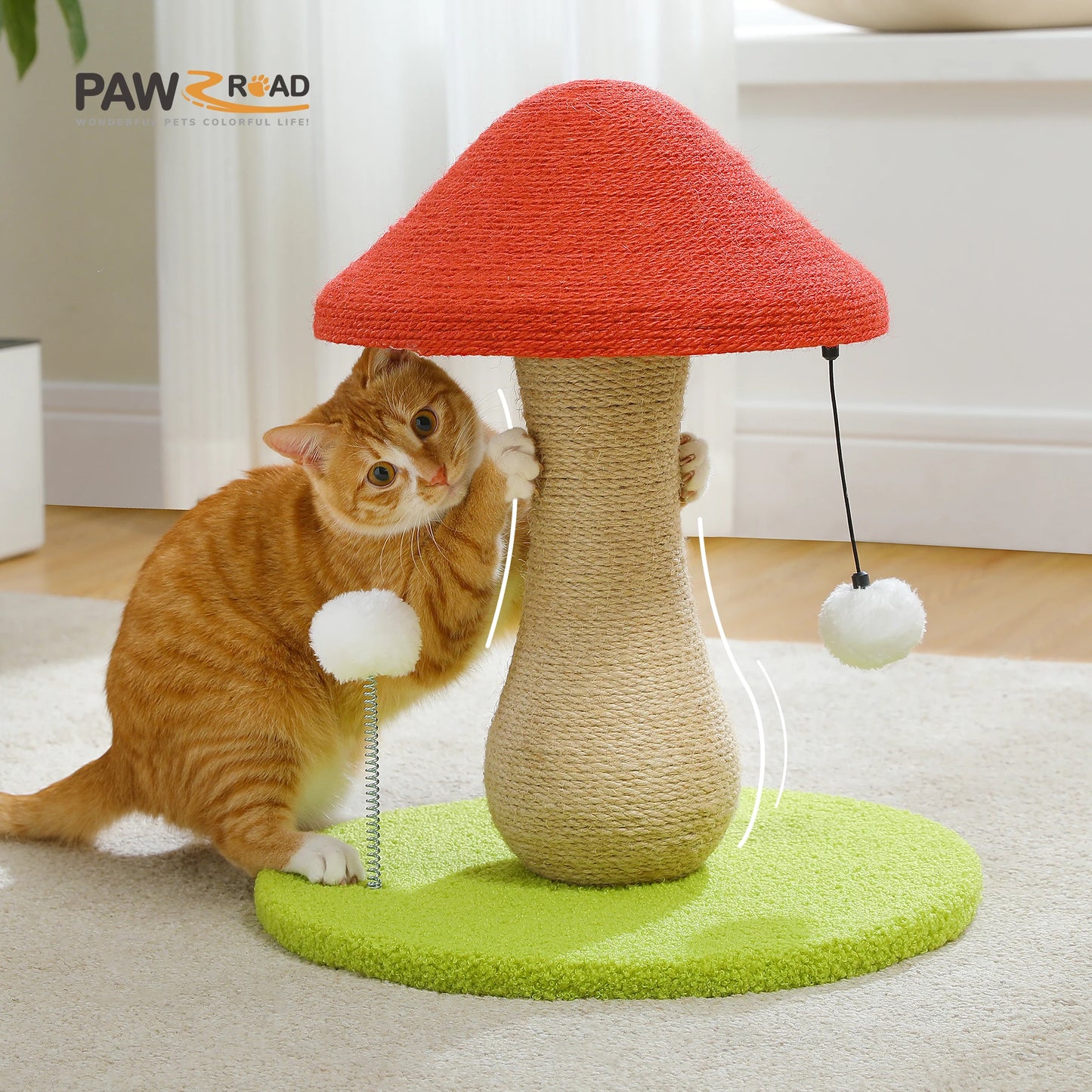 Mushroom Cat Scratching Post with Sisal