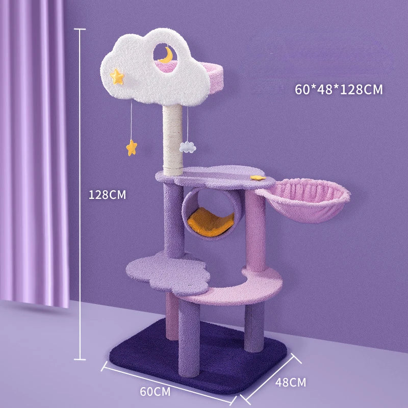 Purple Cloud Cat Tree - Indoor Cat Scratcher & Climbing Set