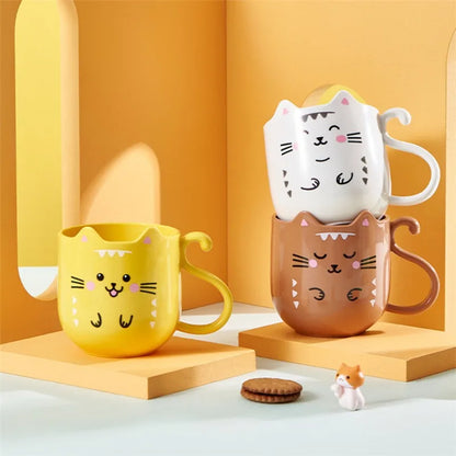 Cute Cartoon Cat Mug, Creative Gift for Kids, Free Ship