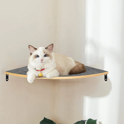 Corner Cat Perches with Curved Bed, Shelf Steps, and Sisal Scratching Post