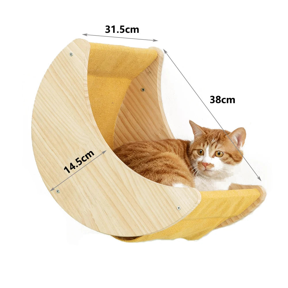 Wall-Mounted Cat Tree, Cat Climbing Bridge, Sisal Scratching Post, Cat Hammock