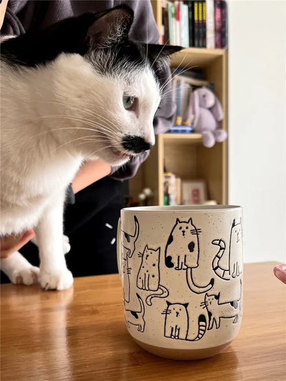 Super Cute Hand-painted Ceramic Coffee Mug,  Cartoon Coffee Mug, Free Shipping