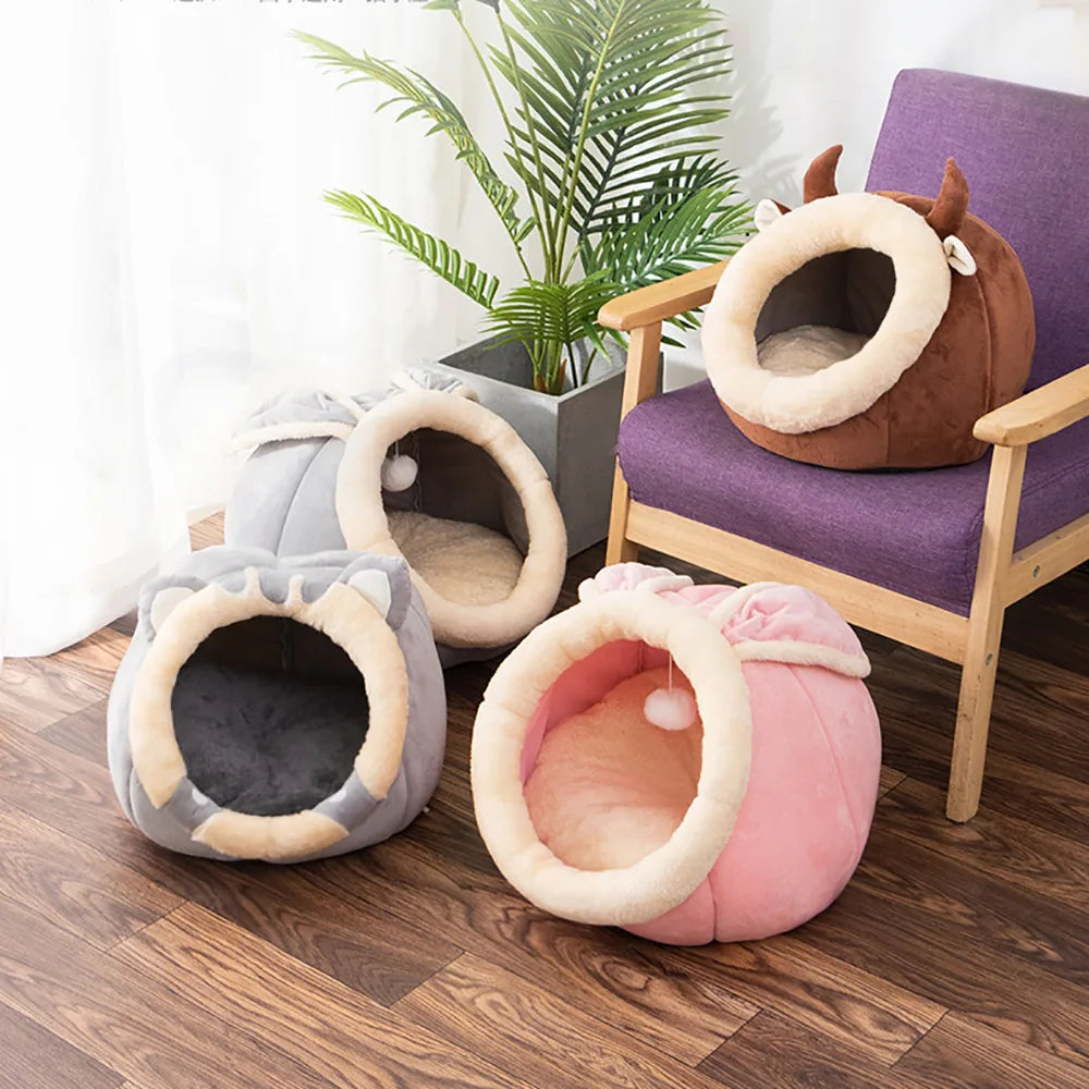 Warm Cat Kennel Nest,Round Cozy Sleeping Cave for Kittens and Small Pets