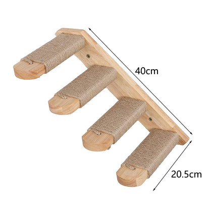 Peffect Cat Wall Shelf and Stairway with Sisal Rope Scratching Post for Climbing