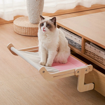 Amazing Wooden Cat Hammock, Easy to Assemble on Bed or Window, Free Ship