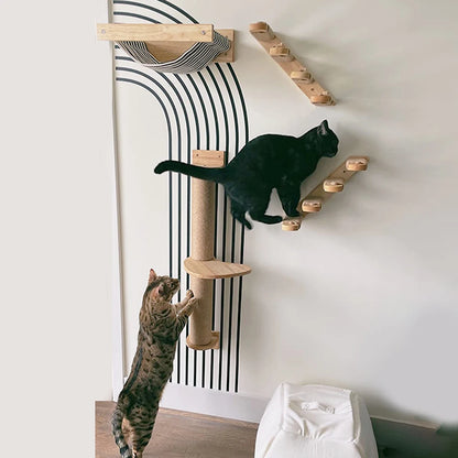 Peffect Cat Wall Shelf and Stairway with Sisal Rope Scratching Post for Climbing