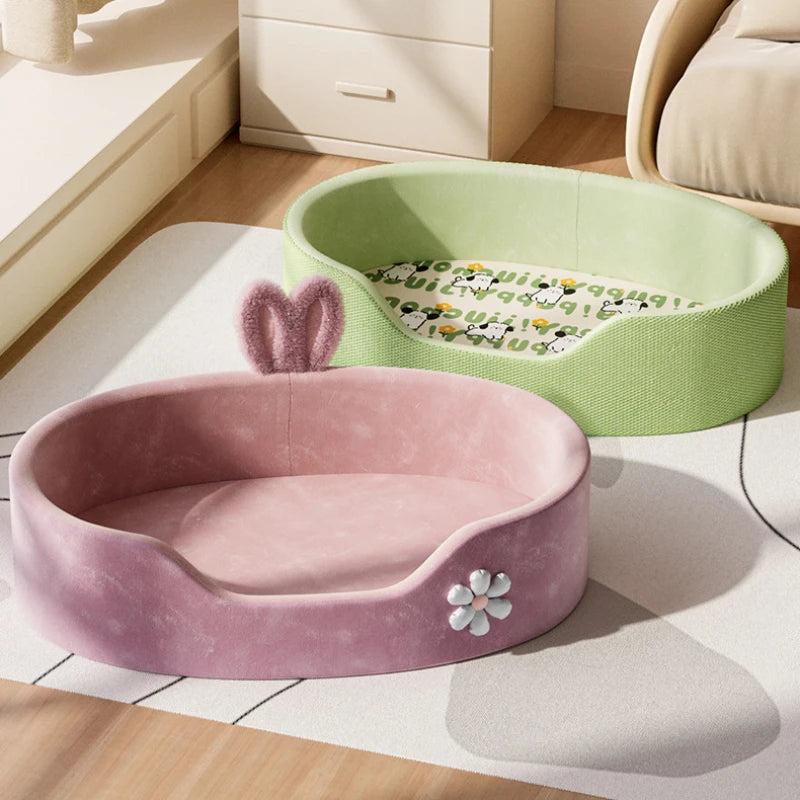 Warm Pet Blossom Bed, Soft Plush Kennel