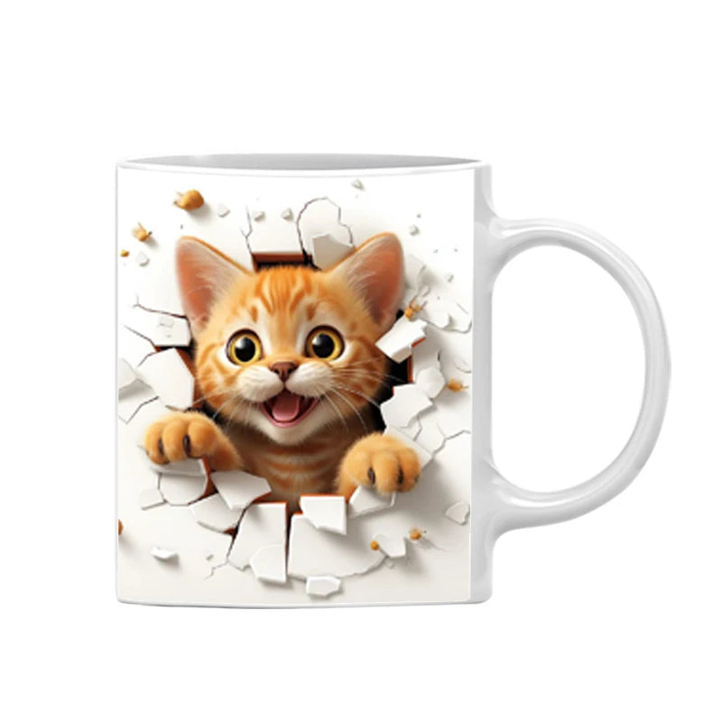 11oz 3D Effect CAT Coffee Mug, Cat Coffee Mug, Cat Tea Mug, Free Shipping