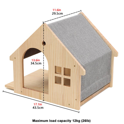 Cat Wall Mounted Climbing Shelves with Wooden Posts, Ladders, Hammock, and Cat House