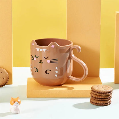 Cute Cartoon Cat Mug, Creative Gift for Kids, Free Ship