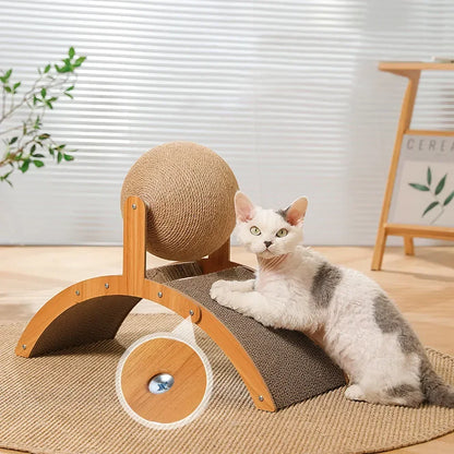 2-in-1 Wooden Cat Scratcher Ball