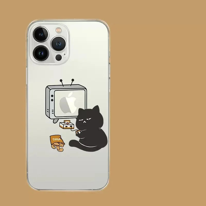 Funny Cartoon Cat Clear Case