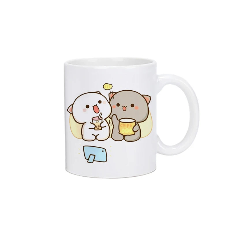 Panda Bear Bubu Dudu Coffee Milk Mug, Mocha Cat Panda Bear Couple Creative Mug, Free Ship