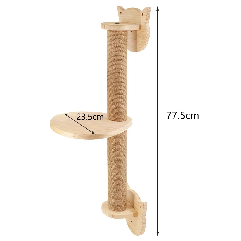 Wall-Mounted Cat Tree, Cat Climbing Bridge, Sisal Scratching Post, Cat Hammock