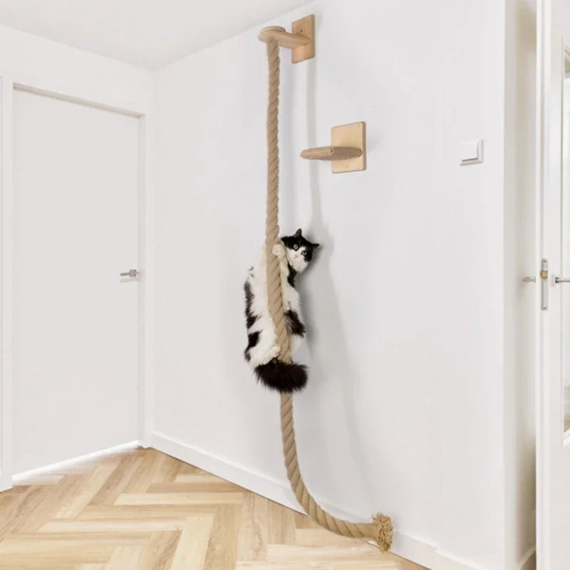 Wooden Cat Tree with Rope Scratcher