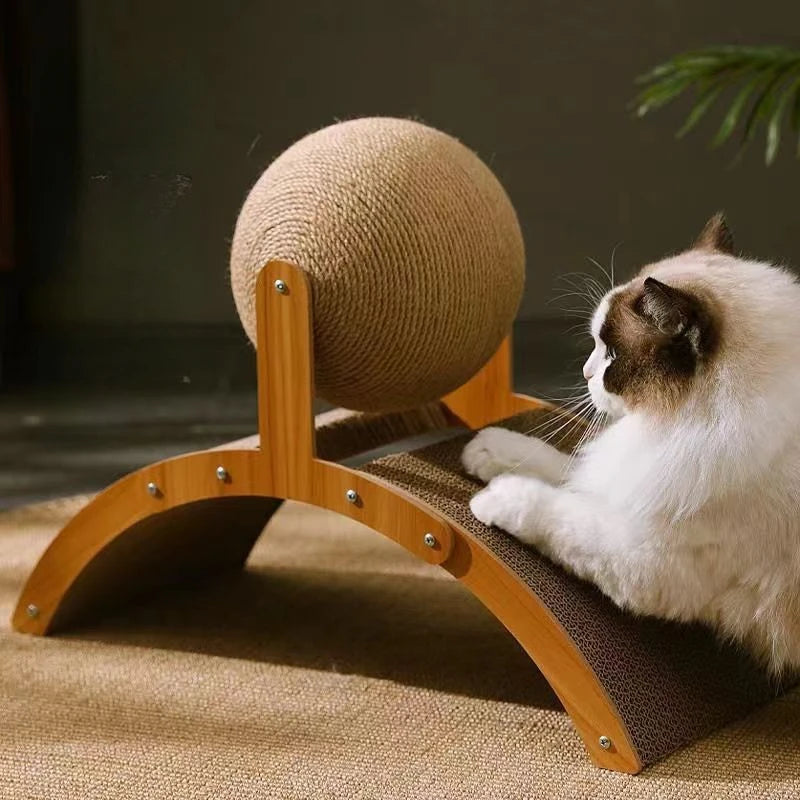 2-in-1 Wooden Cat Scratcher Ball