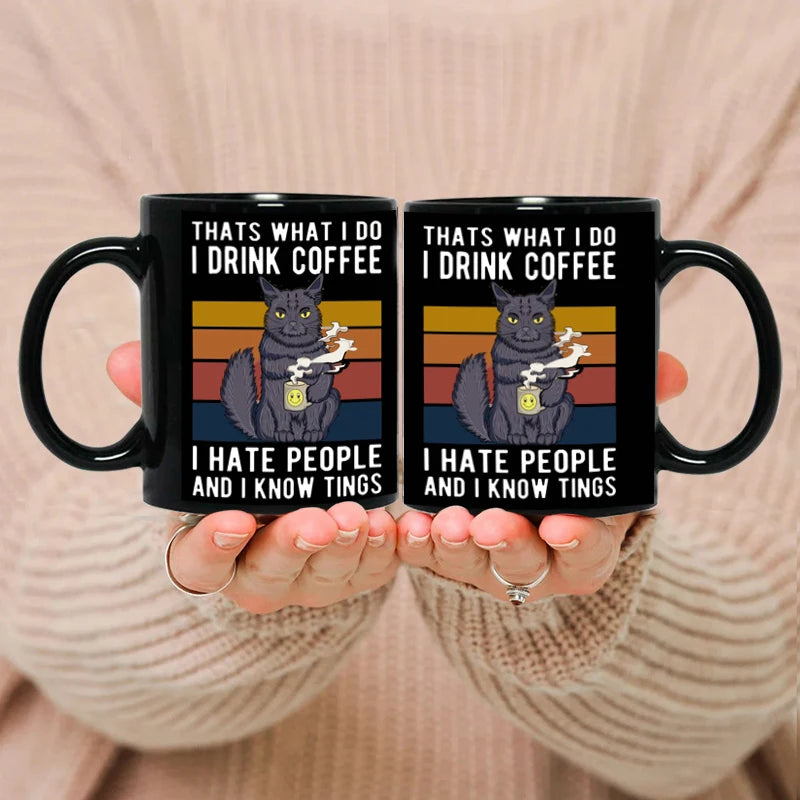 That what I do Black Cat Coffee Mug, 11oz Ceramic Mug, Free Shipping