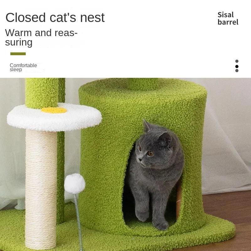 Durable Sisal Cat Tree Tower with Integrated Nest and Sky Column