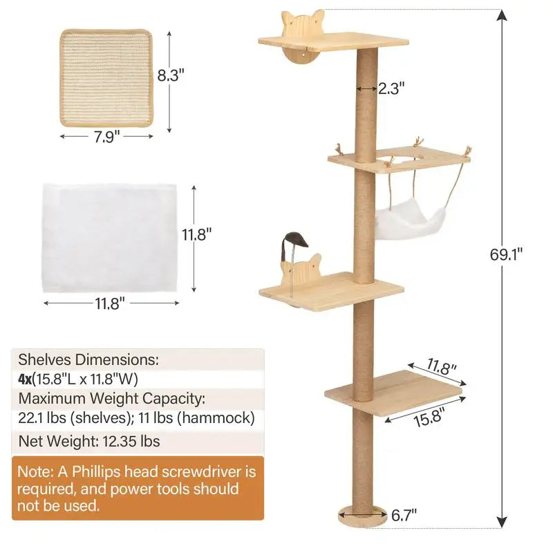 Cute cat tree, Solid Wood Cat Scratching Post