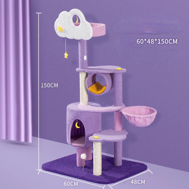 Purple Cloud Cat Tree - Indoor Cat Scratcher & Climbing Set