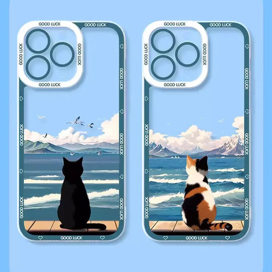 Funny Sunset Cat Phone Case for IPhone