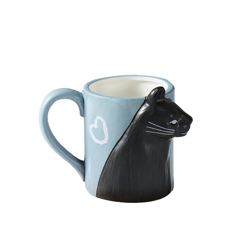 3D Cartoon Cat Mug, Creative Handle Ceramic Mug for Tea and Coffee, Free Ship