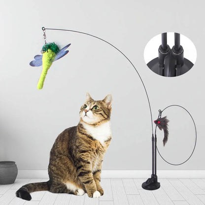 Funny Cat Toys Pet double rod suction cup teaser stick