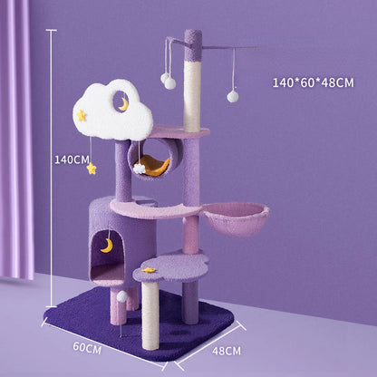 Purple Cloud Cat Tree - Indoor Cat Scratcher & Climbing Set