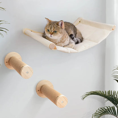 Corner Cat Perches with Curved Bed, Shelf Steps, and Sisal Scratching Post